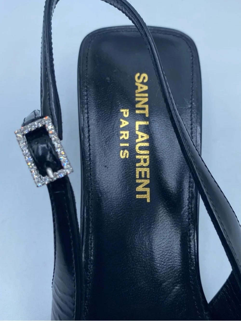 Saint Laurent Cherish Slingback Pumps with Crystal Accents - Picture 7 of 16